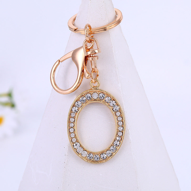 Wholesale Zinc Alloy 26 English Alphabet Rhinestone Keychain